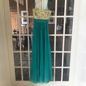 La Femme Strapless Prom Dress